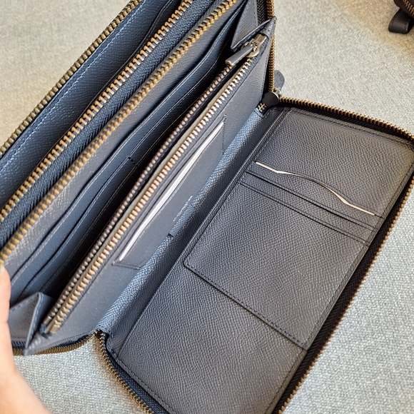 NWT Coach F23334 Crossgrain Leather Double Zip Travel Wallet Midnight - Picture 10 of 11